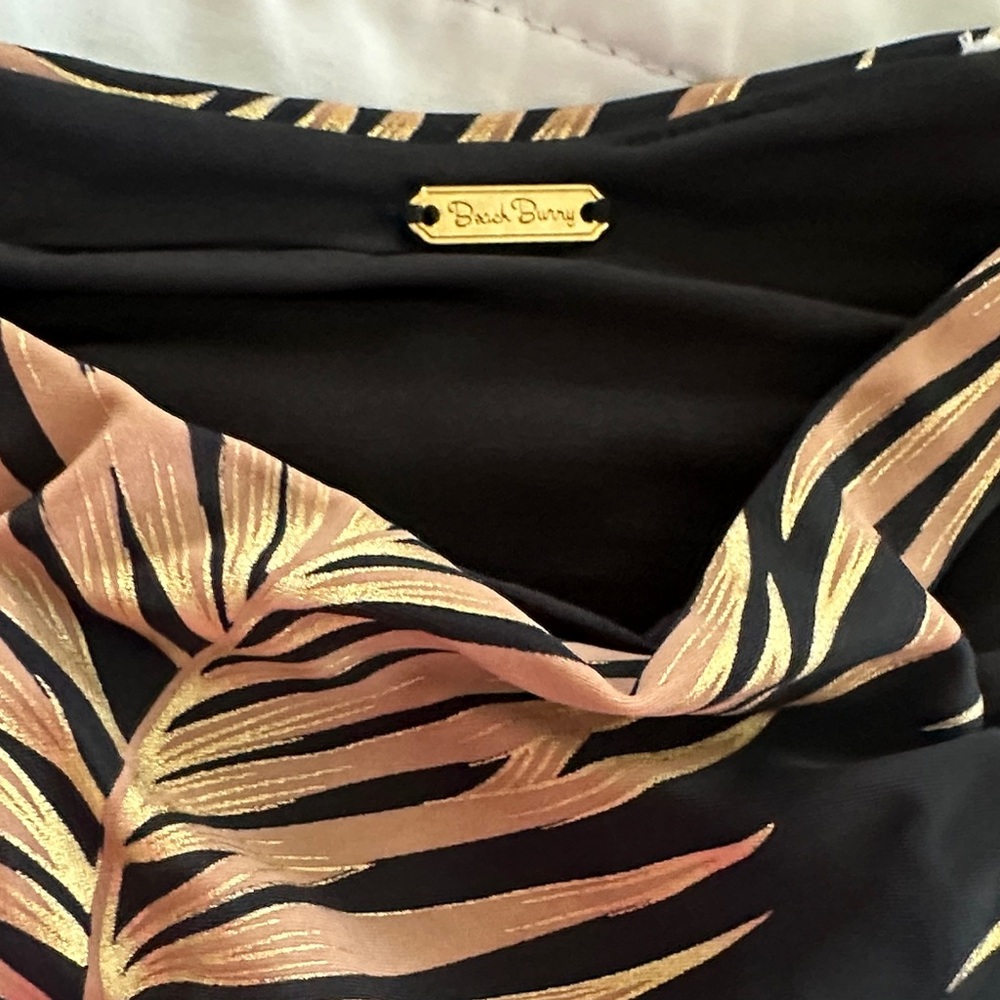 Beach Bunny Brand: Black + Gold Leaf Print Bikini REVERSIBLE (Size M: unmarked)